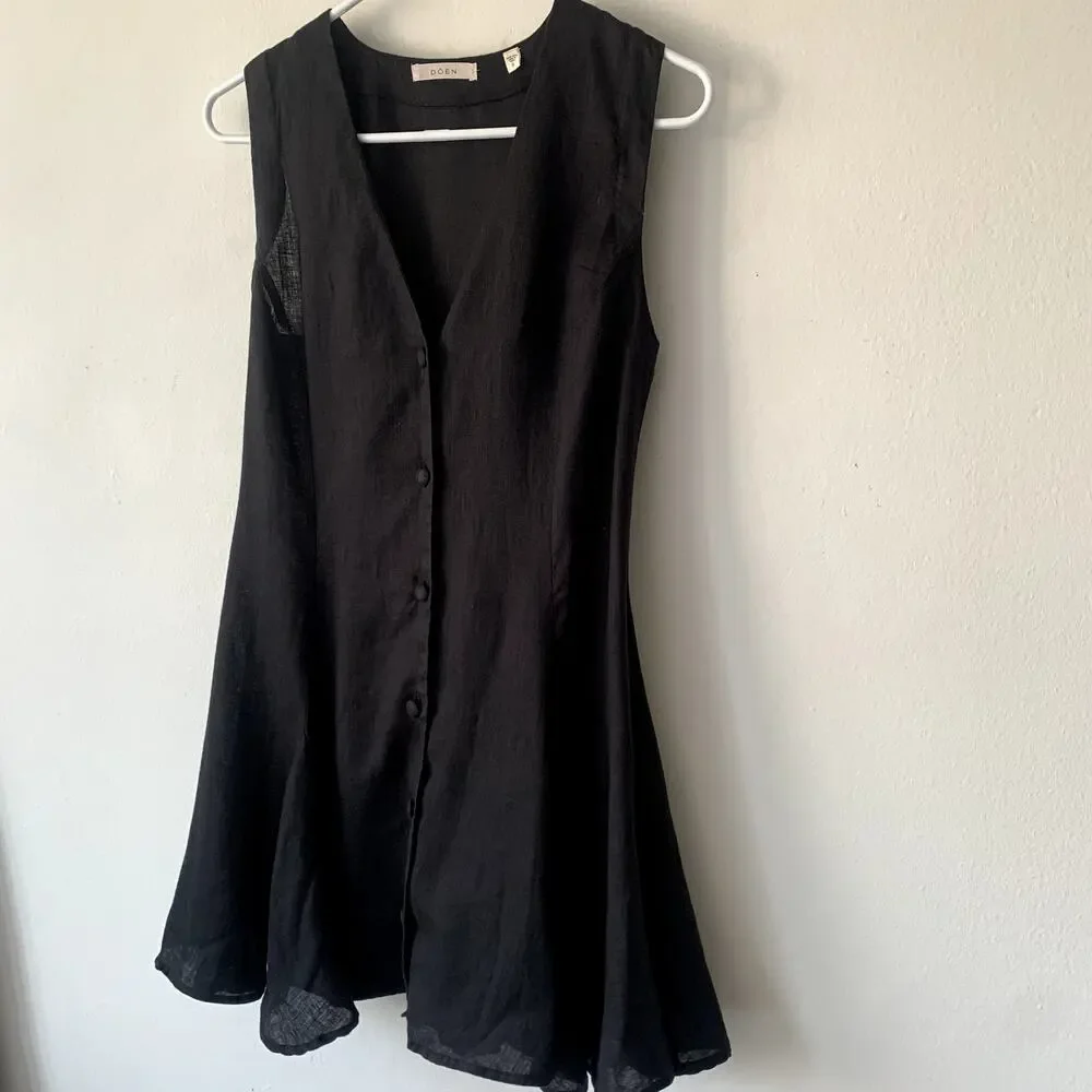 Doen Black Sleeveless Button-Front Mini Dress - Picture 7 of 14